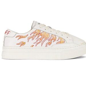NWT‎ Soludos Hot Stuff Ibiza Platform Flames White Leather Sneakers Size 7.5